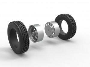 10 Square Hole Rear double wheel of semi truck Scale 1 to 25 Modello di stampa 3D