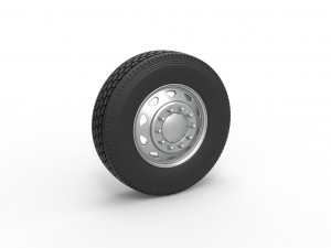 10 Triangular Hole Front wheel of semi truck Version 1 Scale 1 to 25 3D-Druckmodell