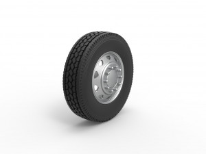 10 Triangular Hole Front wheel of semi truck Version 1 Scale 1 to 25 3D प्रिंट मॉडल