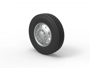 10 Triangular Hole Front wheel of semi truck Version 1 Scale 1 to 25 3D Print Model