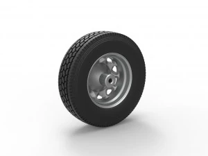 10 Triangular Hole Front wheel of semi truck Version 1 Scale 1 to 25 3D Print Model