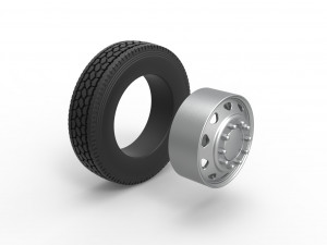 10 Triangular Hole Front wheel of semi truck Version 1 Scale 1 to 25 3D प्रिंट मॉडल