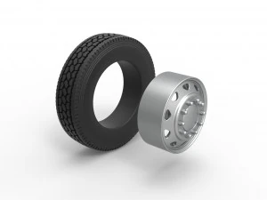 10 Triangular Hole Front wheel of semi truck Version 1 Scale 1 to 25 3D Print Model