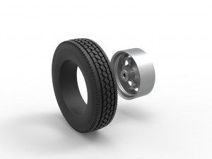 10 Triangular Hole Front wheel of semi truck Version 1 Scale 1 to 25 3D प्रिंट मॉडल