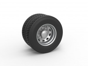 10 Triangular Hole Rear double wheel of semi truck Version 1 Scale 1 to 25 Modelo de Impressão 3D