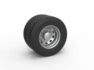 10 Triangular Hole Rear double wheel of semi truck Version 1 Scale 1 to 25 3D Print Model