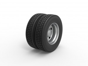 10 Triangular Hole Rear double wheel of semi truck Version 1 Scale 1 to 25 3D-Druckmodell