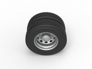 10 Triangular Hole Rear double wheel of semi truck Version 1 Scale 1 to 25 3D-Druckmodell
