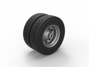 10 Triangular Hole Rear double wheel of semi truck Version 1 Scale 1 to 25 3D-Druckmodell