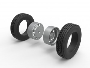 10 Triangular Hole Rear double wheel of semi truck Version 1 Scale 1 to 25 3D-Druckmodell