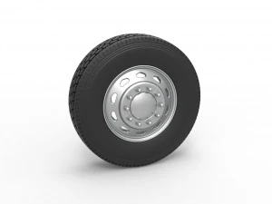 10 Driehoekig gat Voorwiel van semi-vrachtwagen Versie 2 Schaal 1 tot 25 3D printmodel