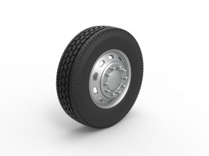 10 Triangular Hole Front wheel of semi truck Version 2 Scale 1 to 25 3D Принт Модель