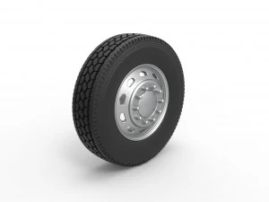 10 Triangular Hole Front wheel of semi truck Version 2 Scale 1 to 25 3D Print Model