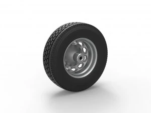 10 Triangular Hole Front wheel of semi truck Version 2 Scale 1 to 25 3D Print Model