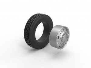 10 Triangular Hole Front wheel of semi truck Version 2 Scale 1 to 25 3D Принт Модель