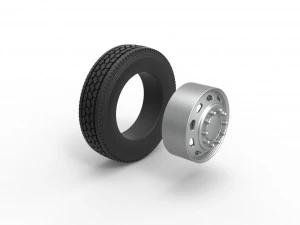 10 Triangular Hole Front wheel of semi truck Version 2 Scale 1 to 25 3D Print Model