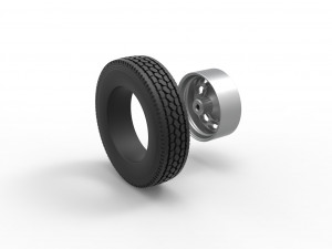 10 Triangular Hole Front wheel of semi truck Version 2 Scale 1 to 25 3D Принт Модель