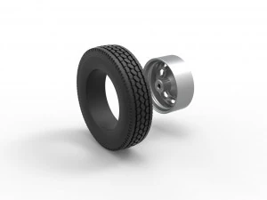 10 Triangular Hole Front wheel of semi truck Version 2 Scale 1 to 25 3D Print Model