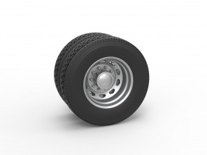 10 Triangular Hole Rear double wheel of semi truck Version 2 Scale 1 to 25 Modelo de impresión 3D