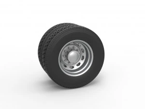 10 Triangular Hole Rear double wheel of semi truck Version 2 Scale 1 to 25 3Dプリントモデル