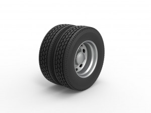 10 Triangular Hole Rear double wheel of semi truck Version 2 Scale 1 to 25 3D 프린트 모델