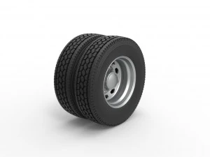 10 Triangular Hole Rear double wheel of semi truck Version 2 Scale 1 to 25 3D Print Model