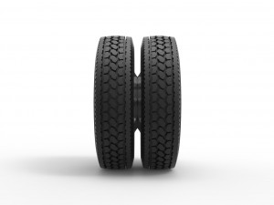 10 Triangular Hole Rear double wheel of semi truck Version 2 Scale 1 to 25 3D 프린트 모델