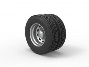 10 Triangular Hole Rear double wheel of semi truck Version 2 Scale 1 to 25 3D 프린트 모델