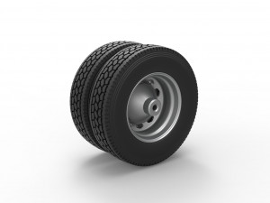 10 Triangular Hole Rear double wheel of semi truck Version 2 Scale 1 to 25 3D 프린트 모델