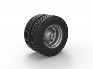 10 Triangular Hole Rear double wheel of semi truck Version 2 Scale 1 to 25 3D Print Model