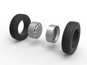 10 Triangular Hole Rear double wheel of semi truck Version 2 Scale 1 to 25 3D 프린트 모델