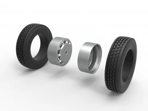 10 Triangular Hole Rear double wheel of semi truck Version 2 Scale 1 to 25 3D Print Model