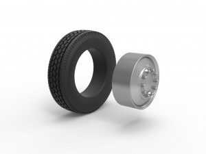 Front custom wheel of semi truck Version 2 Scale 1 to 25 Model do druku 3D