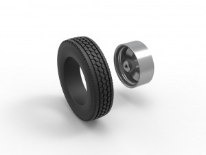 Front custom wheel of semi truck Version 2 Scale 1 to 25 Model do druku 3D