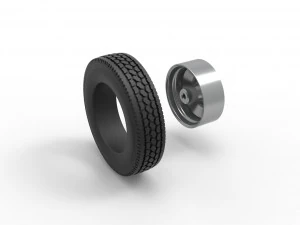 Front custom wheel of semi truck Version 2 Scale 1 to 25 3D Print Model