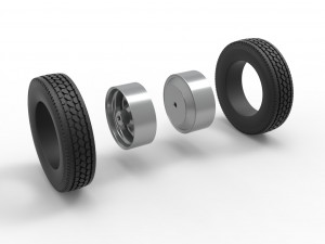 Rear custom wheel of semi truck Version 2 Scale 1 to 25 3D 打印模型