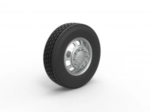 Front custom wheel of semi truck Version 3 Scale 1 to 25 3D Print Model