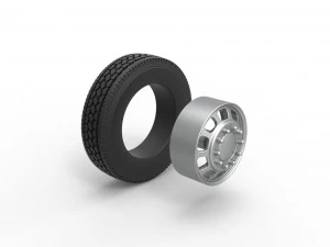 Front custom wheel of semi truck Version 3 Scale 1 to 25 3D Print Model