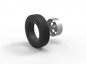 Front custom wheel of semi truck Version 3 Scale 1 to 25 3D Print Model