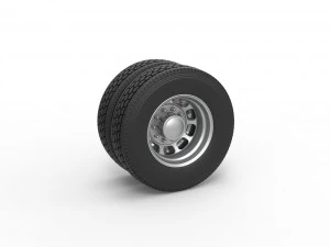 Ruota posteriore personalizzata del semirimorchio Versione 3 Scala da 1 a 25 Modello di stampa 3D