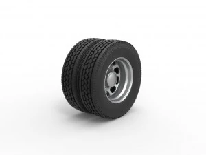 Rear custom wheel of semi truck Version 3 Scale 1 to 25 3D Print Model