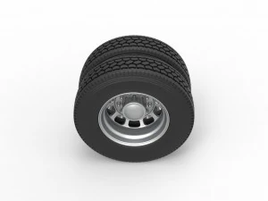 Rear custom wheel of semi truck Version 3 Scale 1 to 25 3D Print Model