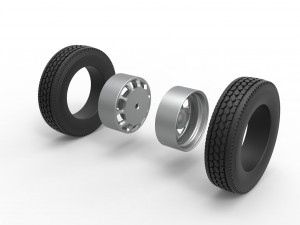 Rear custom wheel of semi truck Version 3 Scale 1 to 25 Modelo de Impressão 3D