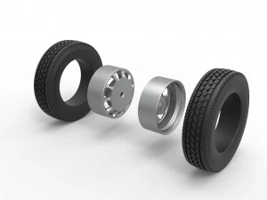Rear custom wheel of semi truck Version 3 Scale 1 to 25 3D Print Model