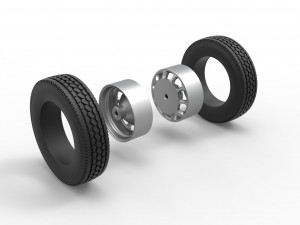 Rear custom wheel of semi truck Version 3 Scale 1 to 25 Modelo de Impressão 3D
