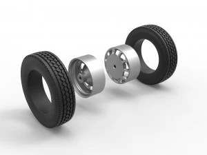 Rear custom wheel of semi truck Version 3 Scale 1 to 25 3D Print Model