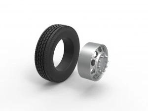Front custom wheel of semi truck Version 4 Scale 1 to 25 3D Print Model
