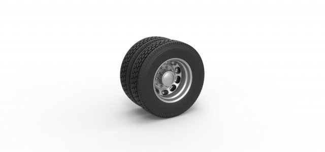 Rear custom wheel of semi truck Version 4 Scale 1 to 25 3D 프린트 모델 .c4d .max .obj .3ds .fbx .stl .blend 