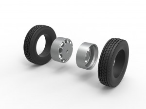 Rear custom wheel of semi truck Version 4 Scale 1 to 25 3D 프린트 모델