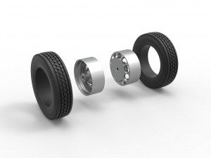 Rear custom wheel of semi truck Version 4 Scale 1 to 25 3D 프린트 모델